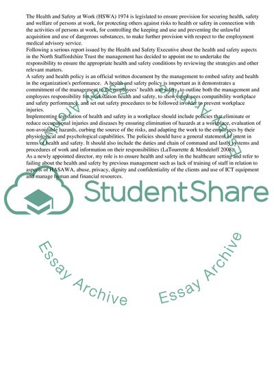 Risk Management in the Health and Social Care Workplace