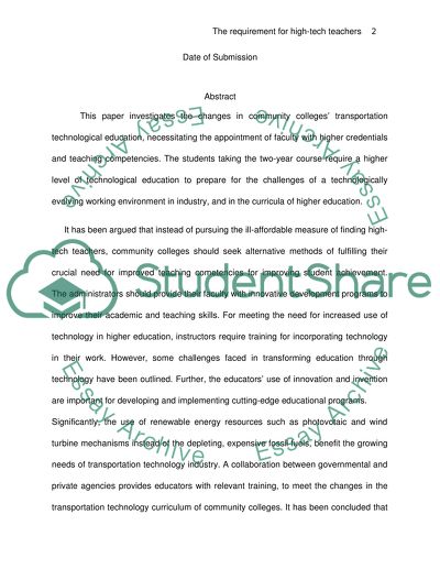 Requirement for High-Tech Teachers in a High-Tech World