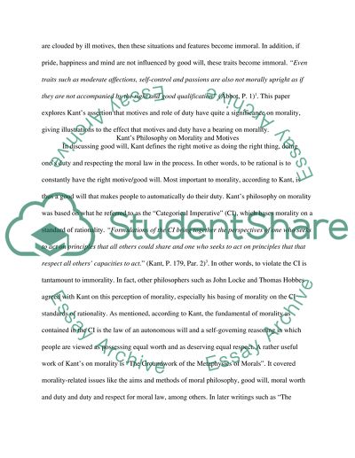 The Significance of Motives and the Role of Duty in Morality in Kants Work