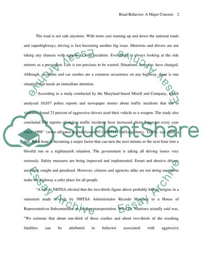 Major Concerns about Road Behavior