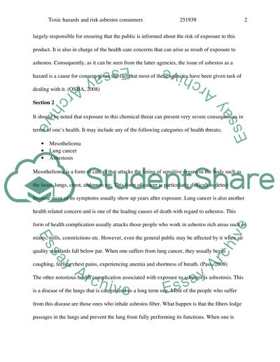 Toxic hazards and Risk Asbestos Consumers