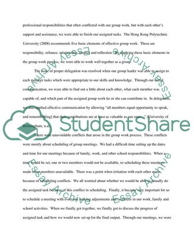 A Reflection on the Group Work Process