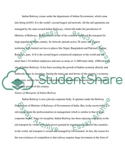 Monopoly of the Indian Railways