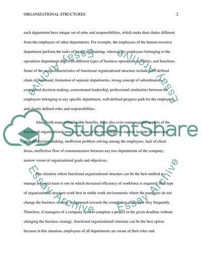 Functional, Matrix and Pure Project Organizational Structures