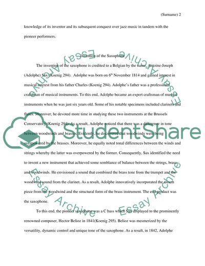 The Saxophone in Jazz Music