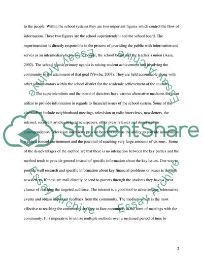 Budgetary Process: Ways Superintendents and Boards of Education Inform Patrons