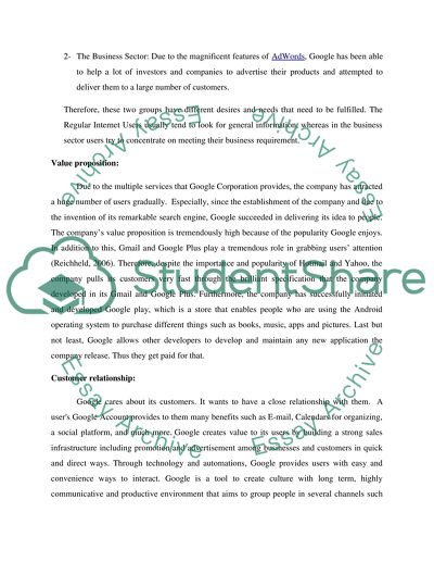 Business Model Canvas Report: Case of Google corporation