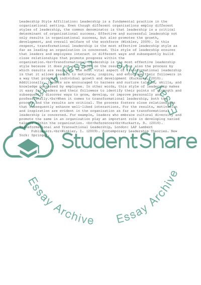 Contemporary Leadership Style