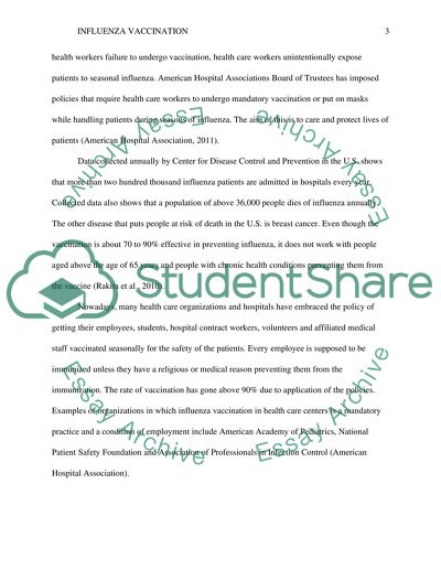 Mandatory Influenza Vaccinations for Health Care Workers