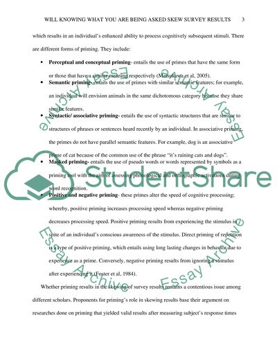 Will knowing what you are being tested on skew Survey results