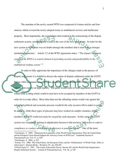 Dispute Settlement in the World Trade Organisation