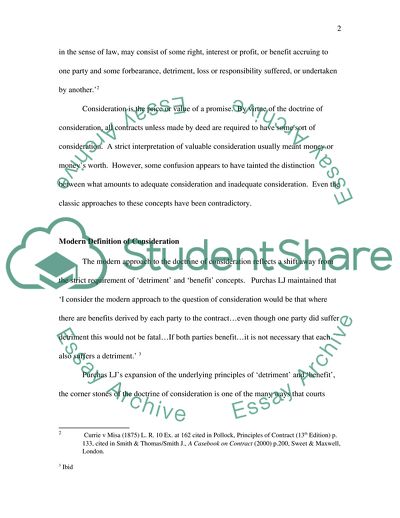 The Doctrine of Consideration as a Key Determinant in the Law of Contract