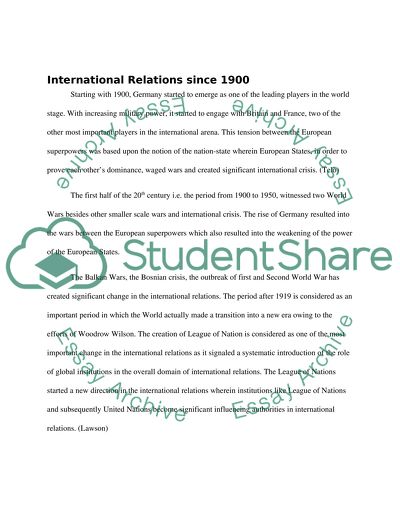 What Has Changed in International Relations since 1900
