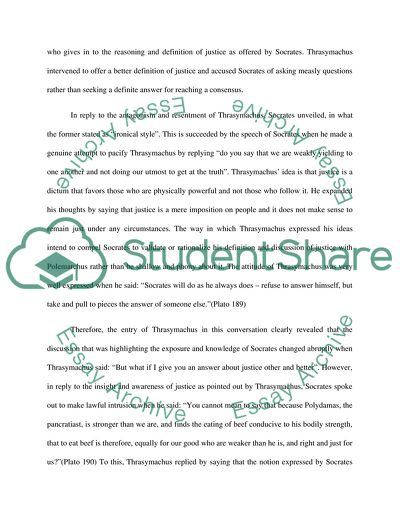 Analysis of the Discussion between Socrates and Thrasymachus from Republic Book 1
