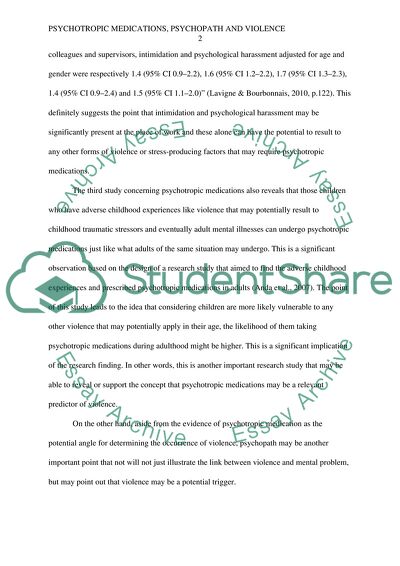 Psychotropic Medications, Psychopath and Violence