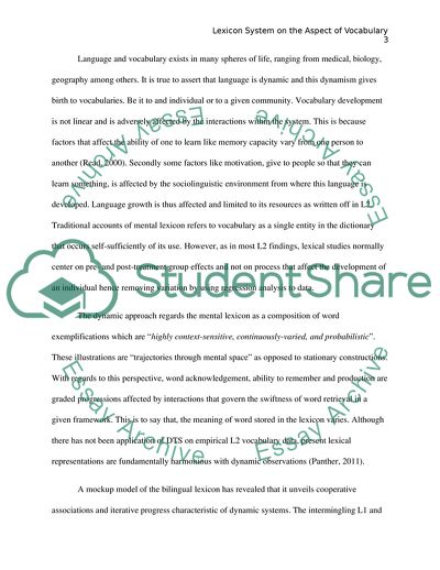 Lexicon System on the Aspect of Vocabulary