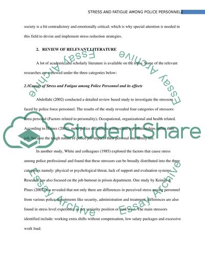 Stress and Fatigue in Police Personel and how it affects them
