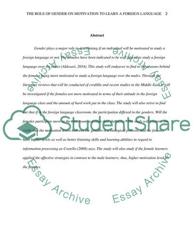 The Role of Gender on Motivation to Learn a Foreign Language