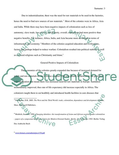 Colonialism - Negative and Positive Consequences to the Colonies