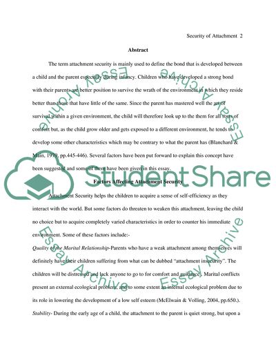 Factors Affecting Attachment Security