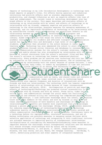 Technology have been made a big impact in your life research paper