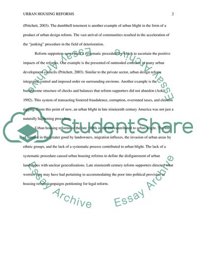 Urban Housing Reforms and Urban Blight