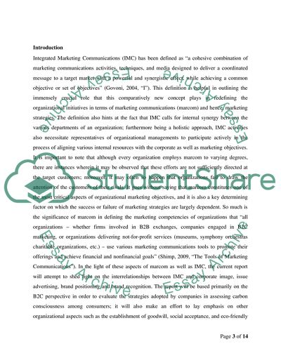Integrated Marketing Communications: How Companies are Assessing Carbon Consciousness among Consumers