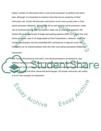 Comparison between Cortex A9 and Intel Core Series processor