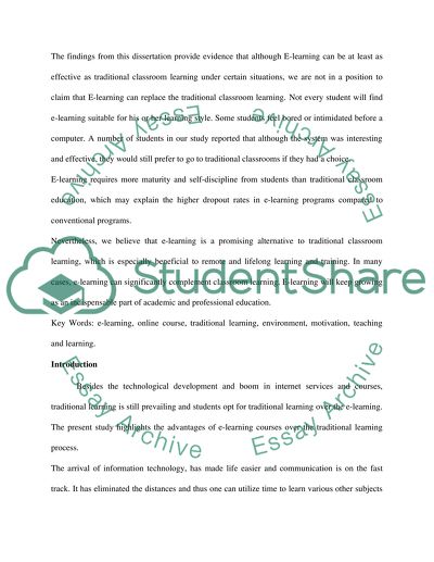 Replacing Traditional Learning with E-Learning