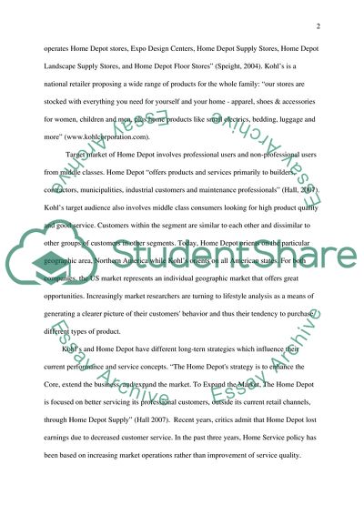 Customer Comparison - Kohls versus Home Depot