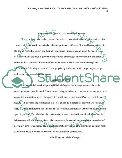 The Evolution of Health Care Information System