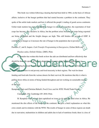 Annotated Bibliography for Africas Hunger