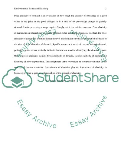 Environmental Issues and Elasticity