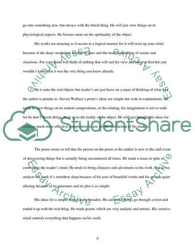 Ideas and Imagination on Wallaces Poem
