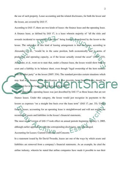 The International Accounting Standards 17