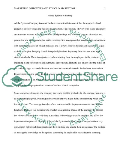 Marketing Objectives and Ethics in Marketing