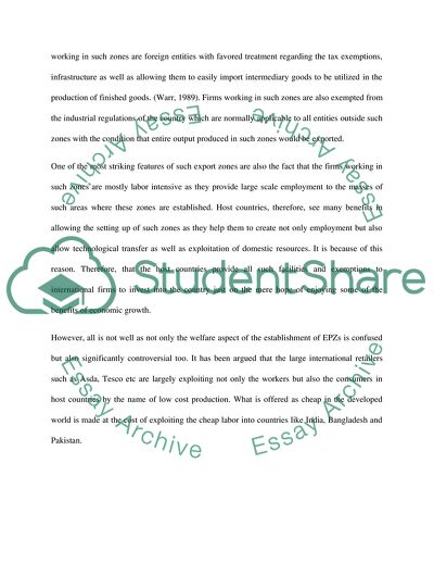 Export Processing Zones and Special Economic Zones as Generators of Economic Development