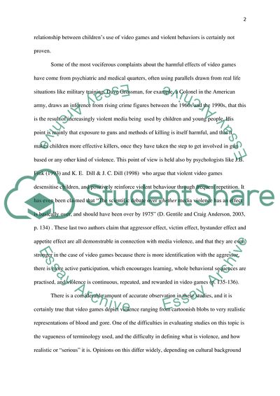 Video Games and Violence in Children