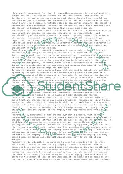 Responsible Management in a Competitive Market