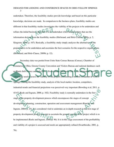 Demand for Lodging and Conference Spaces in Ohio-Yellow Springs