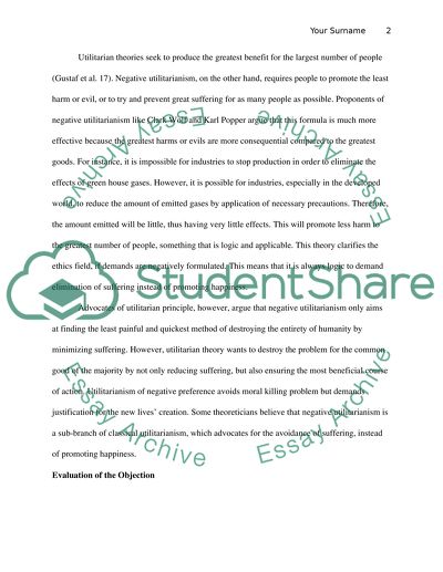 Utilitarianism. Evaluation of the Objection
