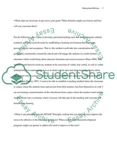 Educational Reform from a Personal Perspective