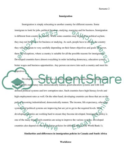 Similarities and Differences in Immigration Policies in Canada and South Africa