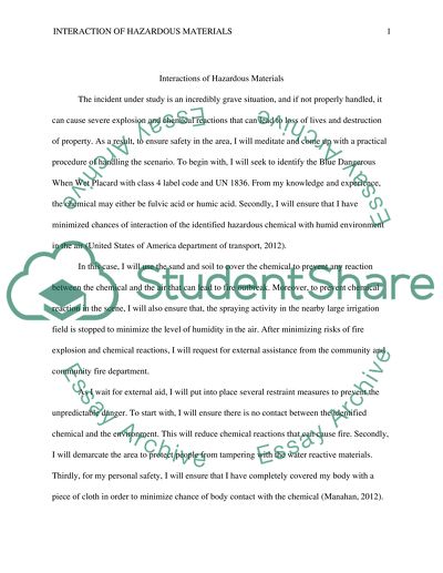 Interactions of hazardous materials