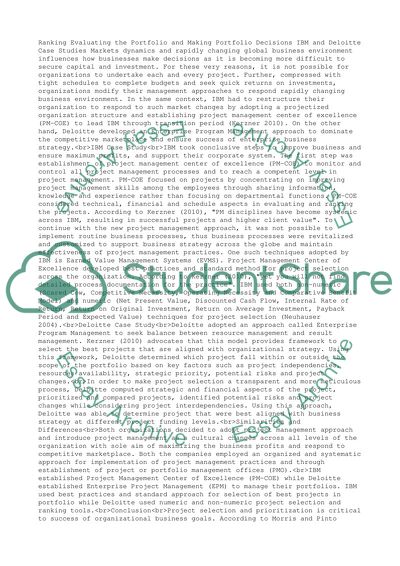 W5HIA-Ranking/evaluating the portfolio and making portfolio decisions