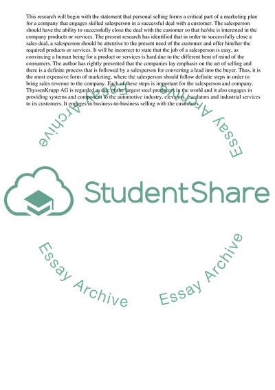 The personal selling process