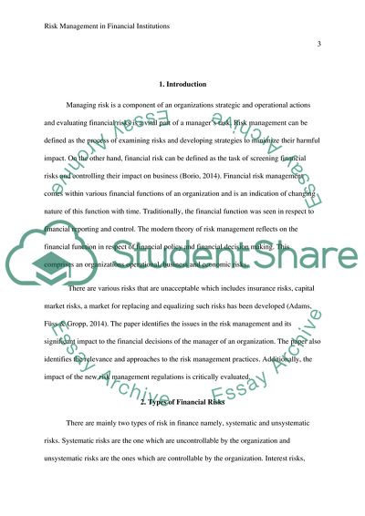 Risk Management in Financial Institutions