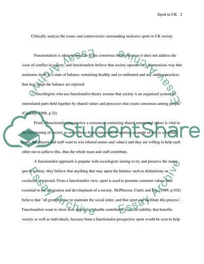 Critically Analyse the Issues and Controversies Surrounding Inclusive Sport in the UK Society