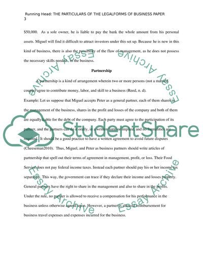 Legal Forms of Business Paper