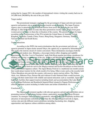 Identify the Japanese tourisms promotional strategies